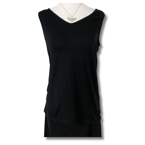 Carole Hochman Tops - CAROLE HOCHMAN Black stretchy cotton v-neck tank top ~ SMALL MEDIUM goth shirt